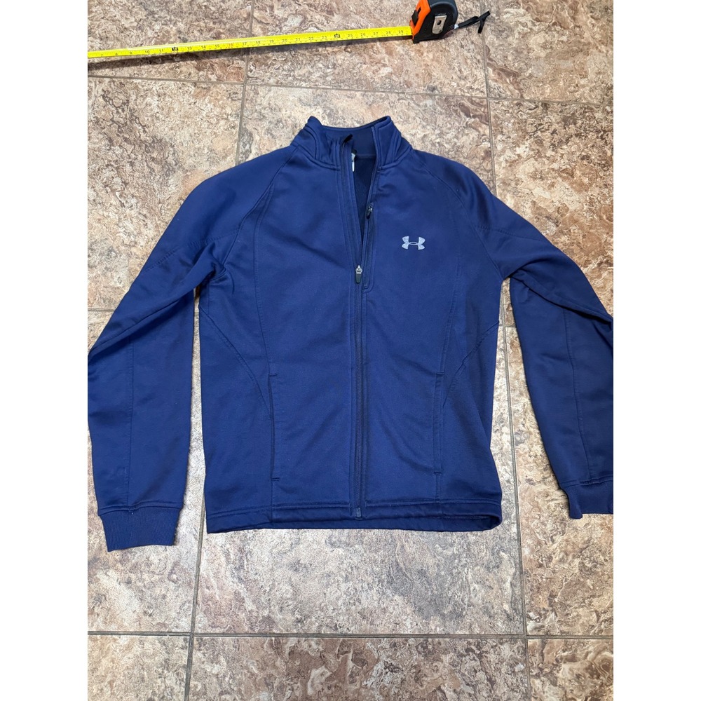 Under Armour Mens Navy Blue Full Zip Fleece Lined Track Jacket Small 205381